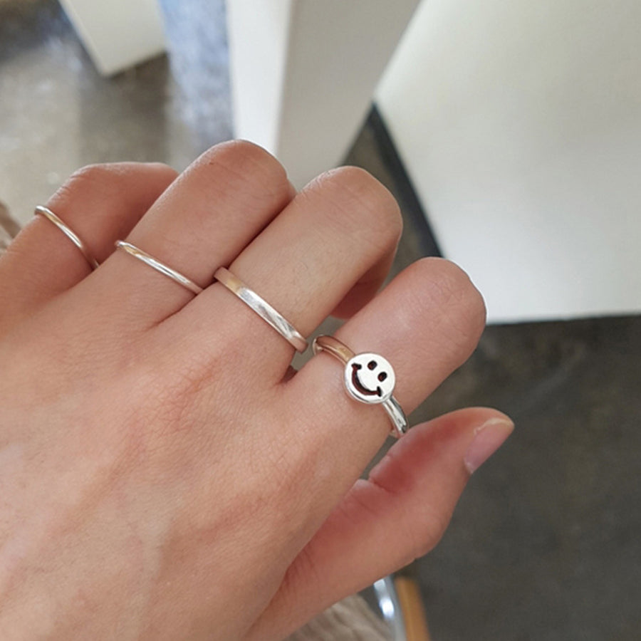 RHJ1037 925 Sterling Silver Happy Smiley Face Ring