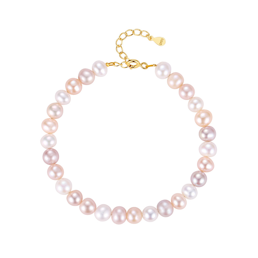 FS0292 925 Sterling Silver Pink Freshwater Pearl Bracelet