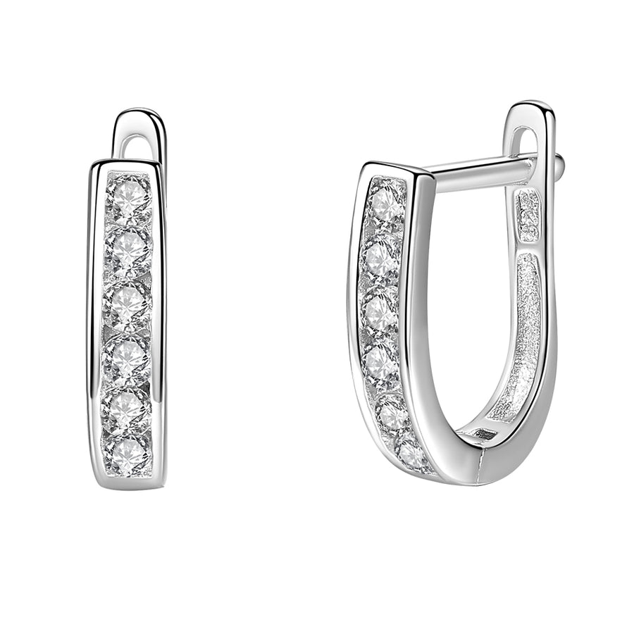 YE3284 925 Sterling Silver Zircon Hoop Earrings