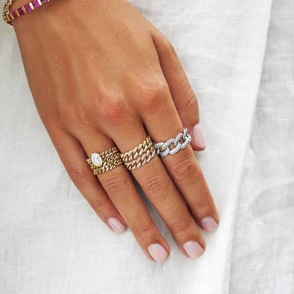 FJ0553 925 Sterling Silver Zirconia Knot Link Ring