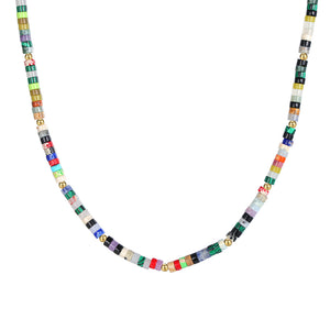 PN0043 925 Sterling Silver Colorful Stone Bead Pearl Women Choker Necklace