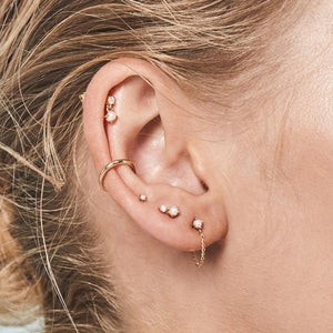 FE1730 925 Sterling Silver Pearl Chain Stud Earring