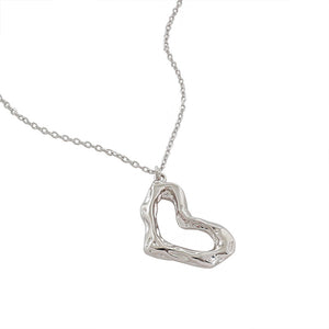 RHX1040 925 Sterling Silver Irregular Heart Pendant Neclace For Women