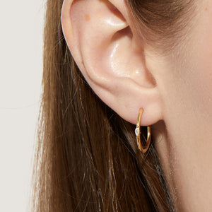 FE1936 925 Sterling Silver Cubic Zirconia Thin Hoop Earrings