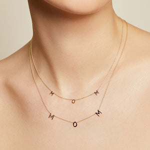 FX0493 925 Sterling Silver Spaced Mom Necklace