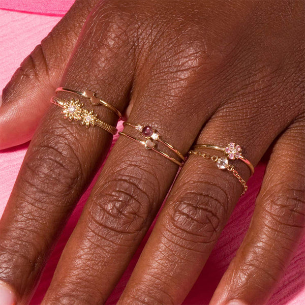 FJ0730 925 Sterling Silver Sapphire Single Flower Ring