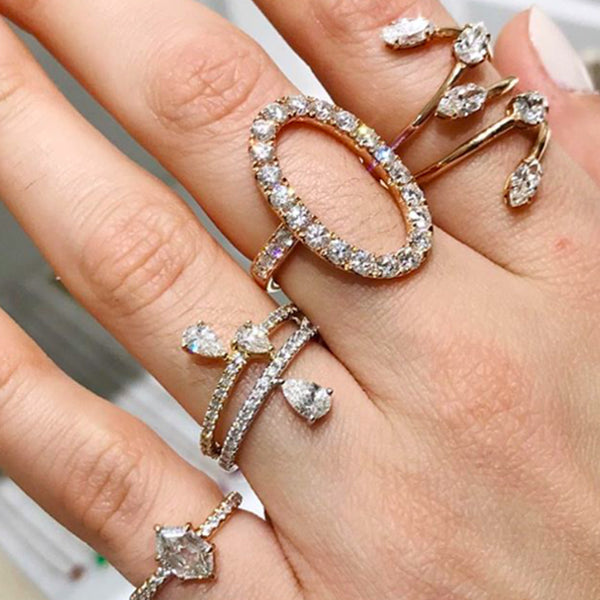 FJ0379 925 Sterling Silver Circle Zircon Pave Ring