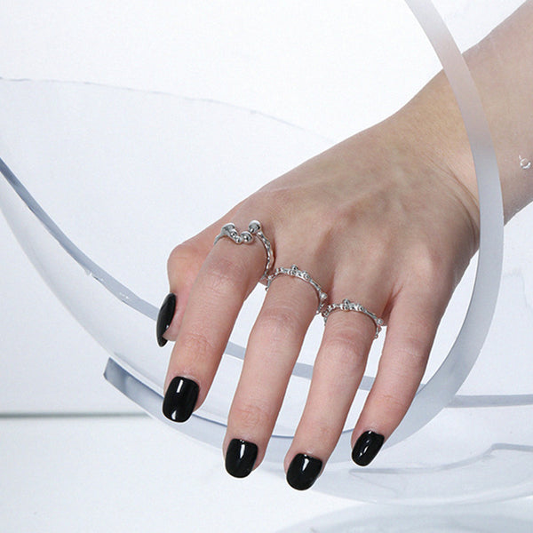 RHJ1076 925 Sterling Silver Bead Women Open Ring