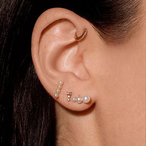 PE0005 925 Sterling Silver Vertical Quartet Freshwater Pearl Stud Earrings