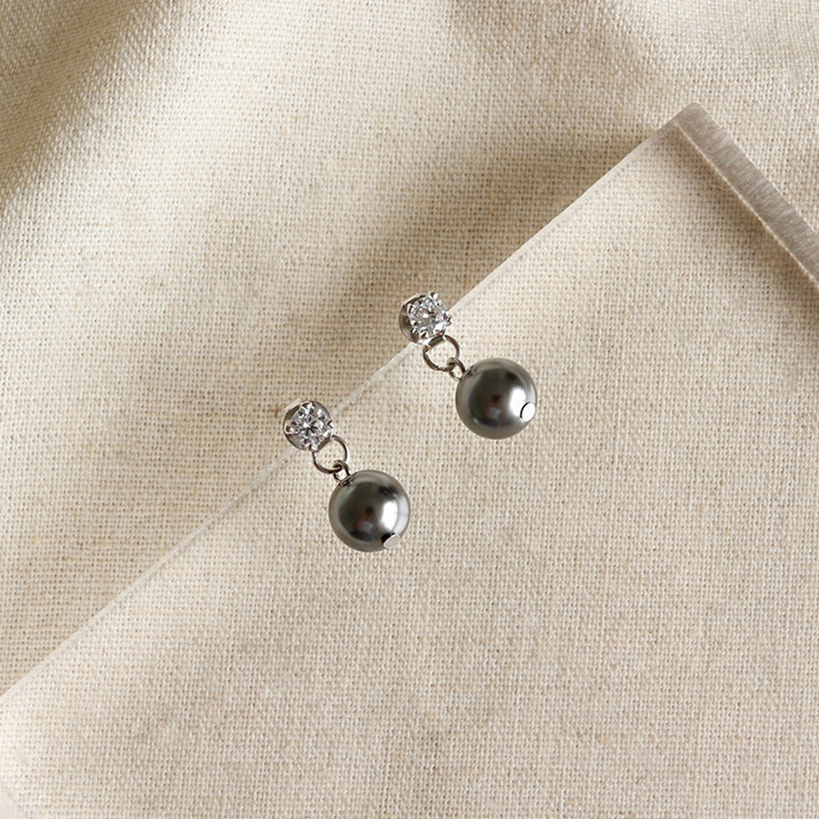 RHE1038 925 Sterling Silver Pearl Stud Earring With CZ