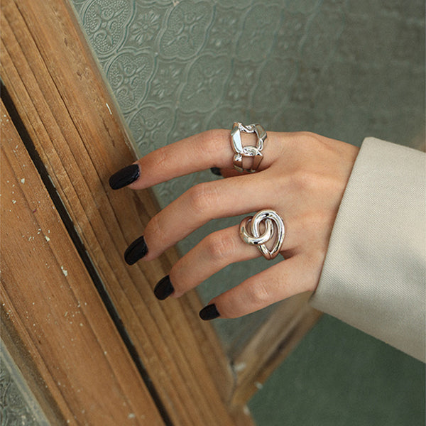 RHJ1088 925 Sterling Silver Link Chain Ring