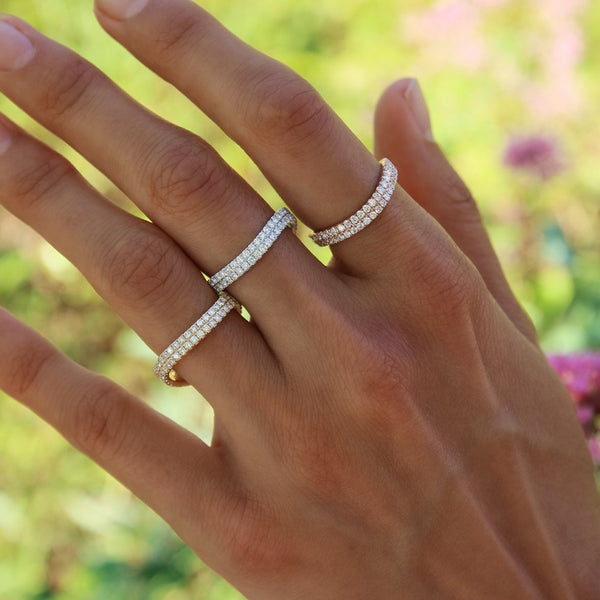 FJ0380 925 Sterling Silver Curve Zircon Pave Ring