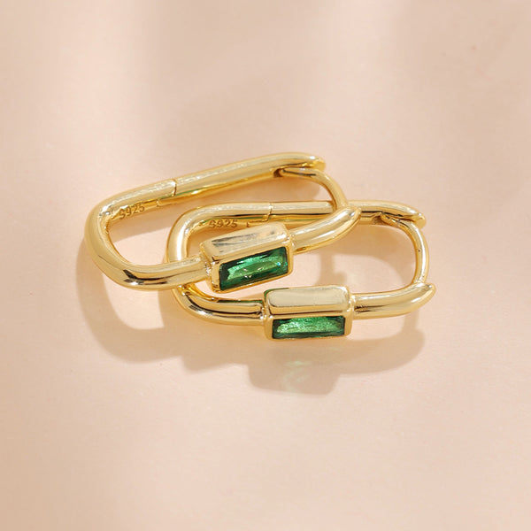 YHE0485 925 Sterling Silver Cubic Zircoia U-shaped Earrings