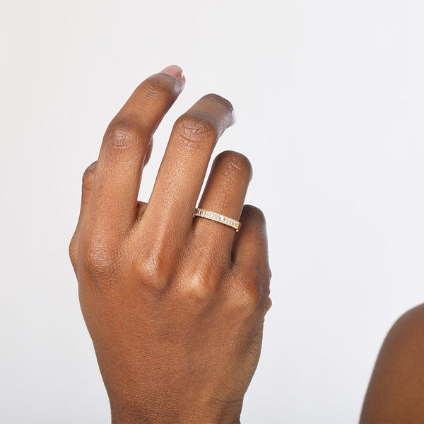 FJ0454 925 Sterling Silver Bold Half Diamond Baguette Ring