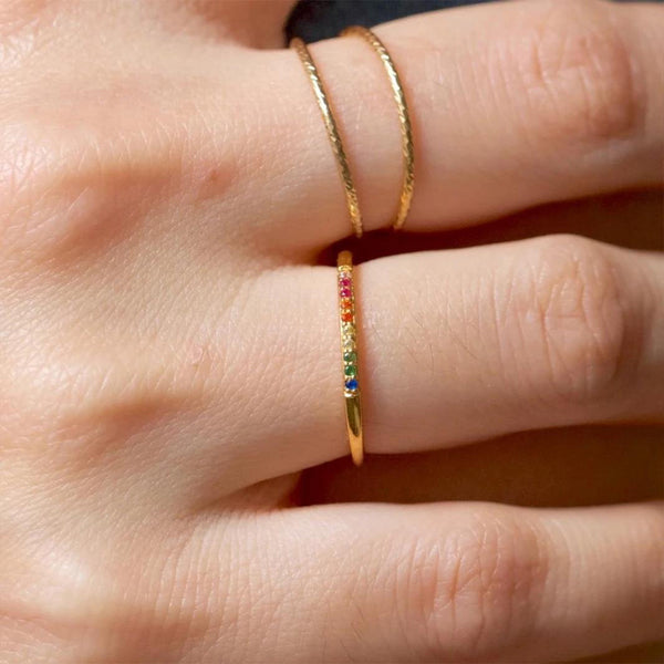 FJ0466 925 Sterling Silver Rainbow Eternity Ring