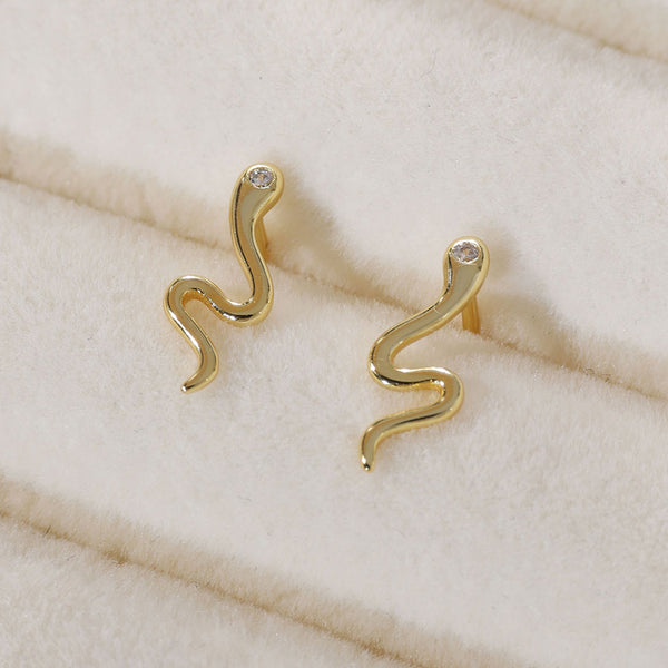 YHE0181 925 Sterling Silver Wiggly Snake Women Stud Earring
