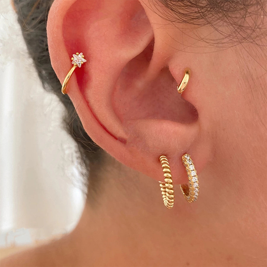 FE1297 925 Sterling Silver Twist Gold Hoop Earrings