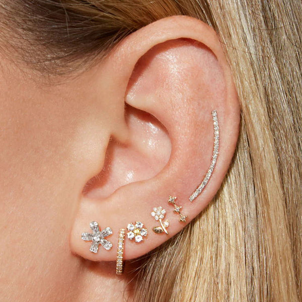 FE1847 925 Sterling Silver Trio Star Stud Earring