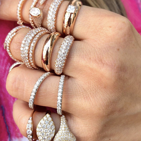 FJ0403 925 Sterling Silver Zircon Open Double Ring