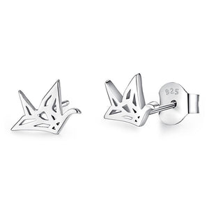 YE3172 925 Sterling Silver Creative Paper Crane Earrings
