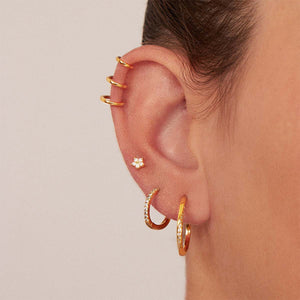 FE1307 925 Sterling Silver Lyra Gold Big Hoop Earrings