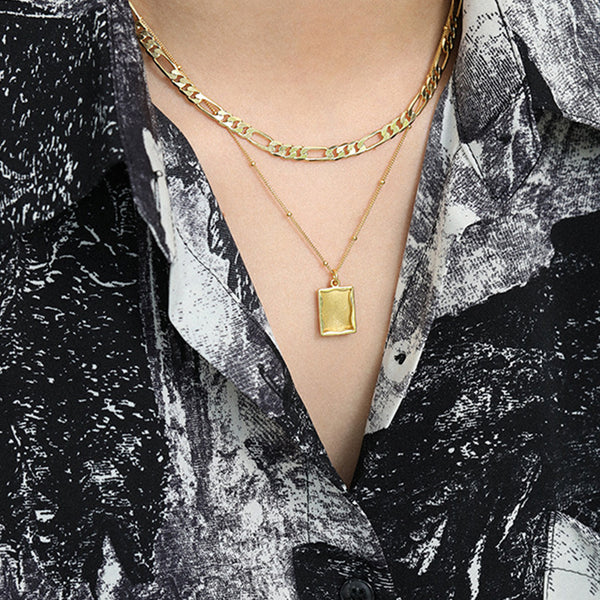 RHX1032 Geometric Square Pendat Necklace