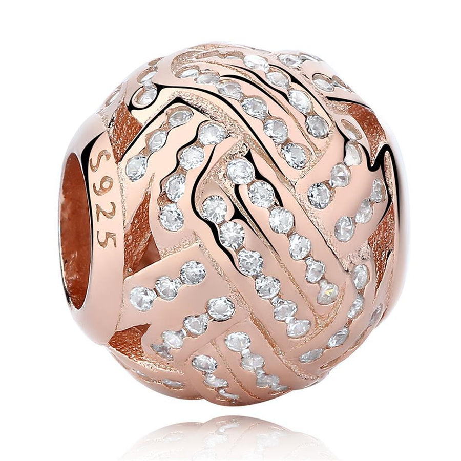 PY1407 925 Sterling Silver Rose Gold-Color Weave Charm