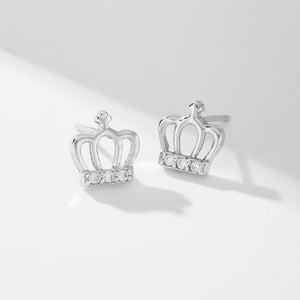 CD0004 925 Silver Zirconia Mini Crown Stud Earring
