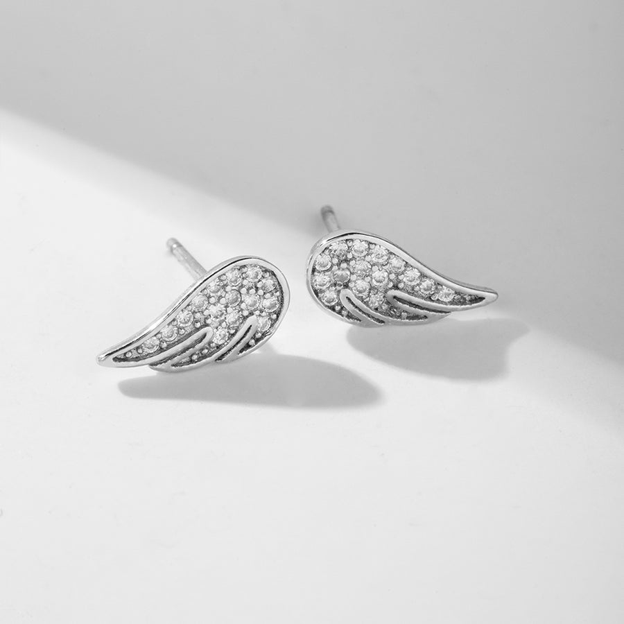 CD0013 925 Sterling Silver Angel Wing Stud Earring