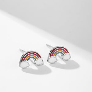 CD0015 925 Sterling Silver Rainbow Enamel Stud Earring For Kid
