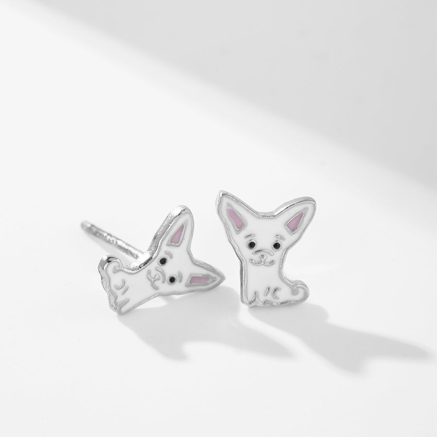 CD0018 925 Sterling Silver Little Dog Children Earring