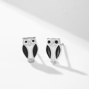 CD0019 925 Sterling Silver Cute Owl Enamel Stud Earring For Kid