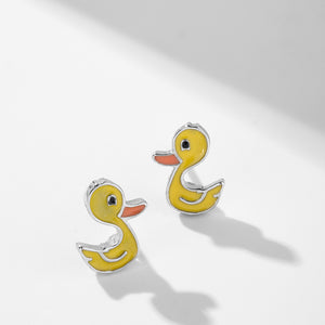 CD0029 925 Sterling Silver Small Yellow Duck Stud Earring