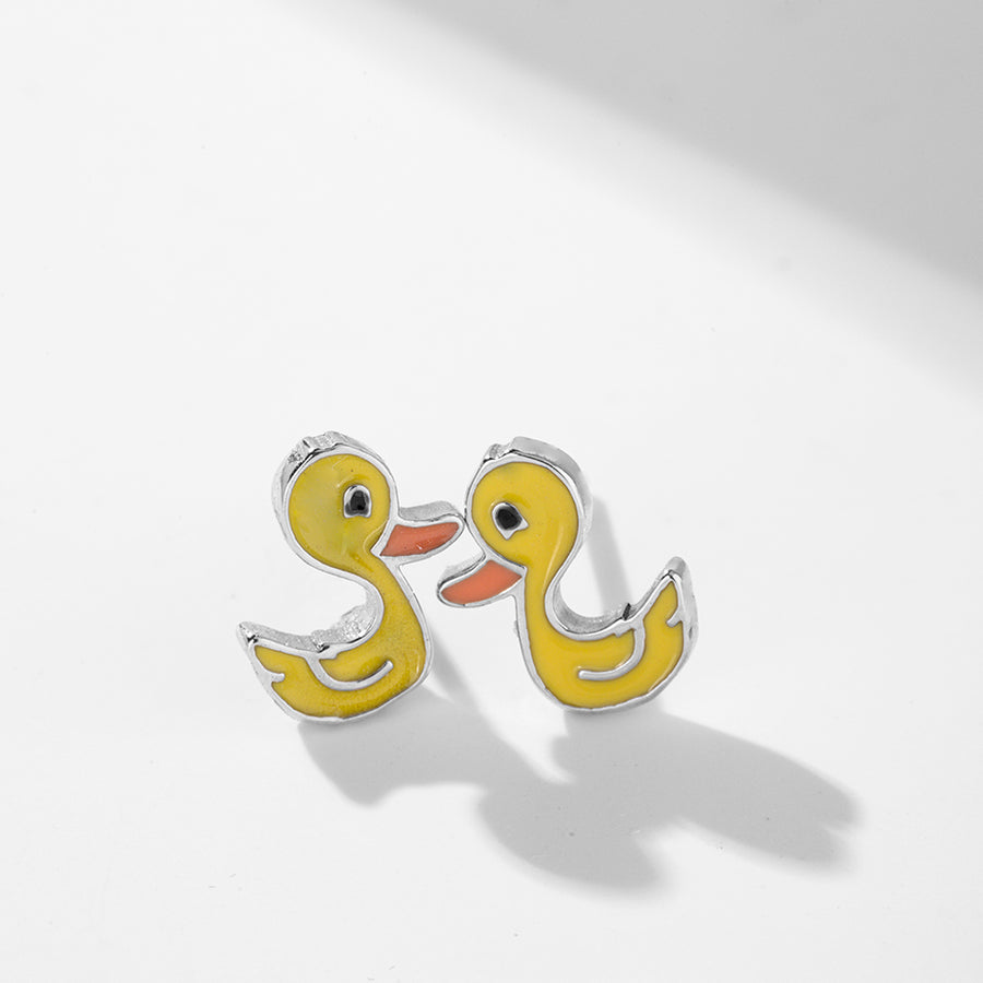 CD0029 925 Sterling Silver Small Yellow Duck Stud Earring