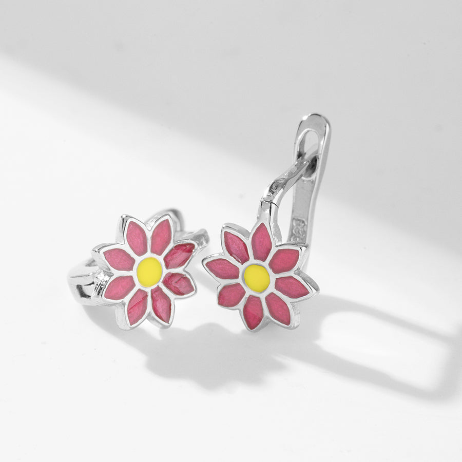 CD0033 925 Sterling Silver Minimalist Flower Stud Earring For Children