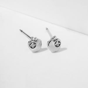CD0042 925 Sterling Silver Lucky Apple CZ Studs