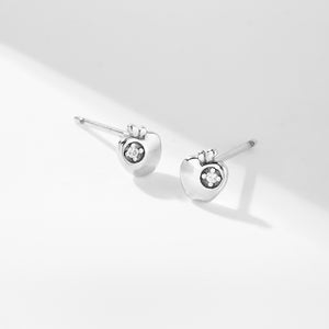 CD0042 925 Sterling Silver Lucky Apple CZ Studs