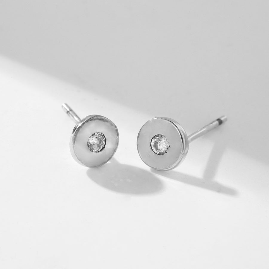 CD0050 925 Sterling Silver Hollow Circle Stud Earring
