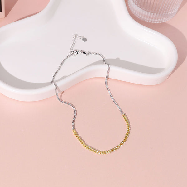 FX0885 925 Sterling Silver Curb Link Chain Necklace [Mixed color]