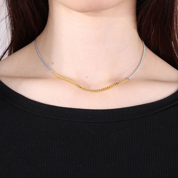 FX0885 925 Sterling Silver Curb Link Chain Necklace [Mixed color]