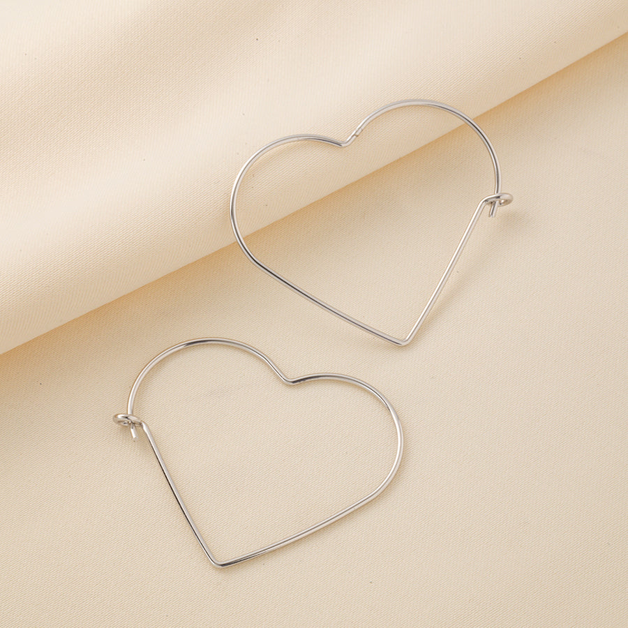 FE0108 925 Sterling Silver Sleek Small Heart Hoop Earrings