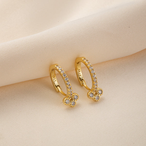 FE0630 925 Sterling Silver Zircon Hoop Earrings