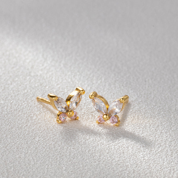 FE1557 925 Sterling Silver Butterfly Cubic Zircon Stud Earrings