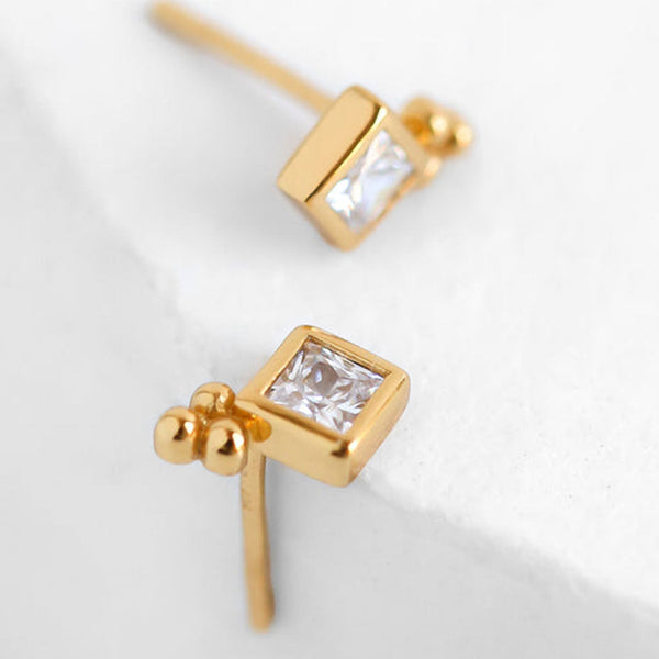 FE1825 925 Sterling Silver Cluster Princess CZ StudsEarring