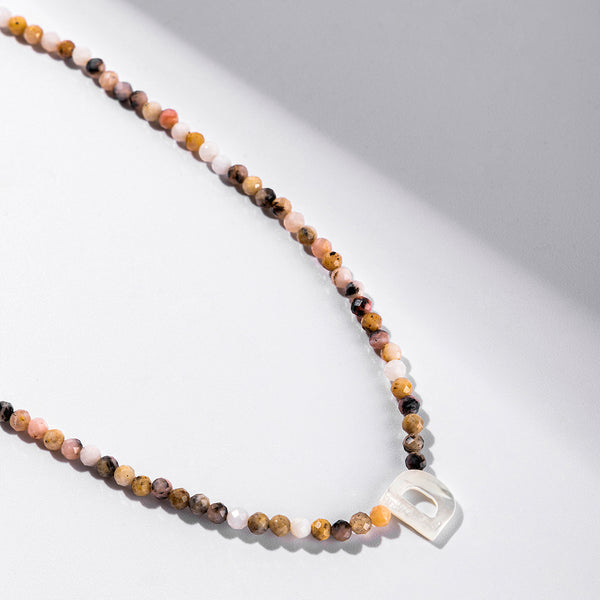 FX0829 925 Sterling Silver Super Seven Bead Letter D Initial Necklace