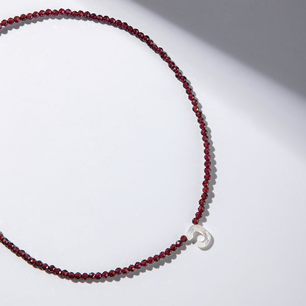 FX0831 925 Sterling Silver Carnelian Initial Necklace With Letter C