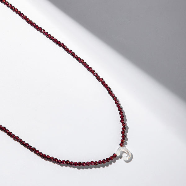 FX0831 925 Sterling Silver Carnelian Initial Necklace With Letter C