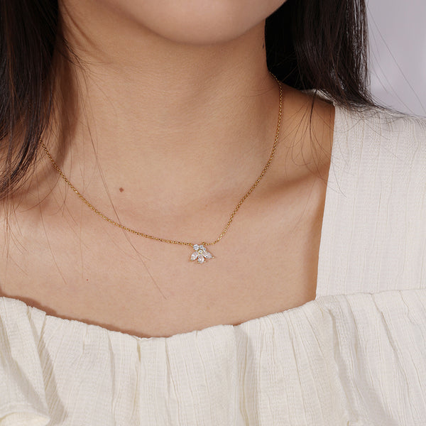 FX0853 925 Sterling Silver Sparkle Cubic Zirconia Women Necklace