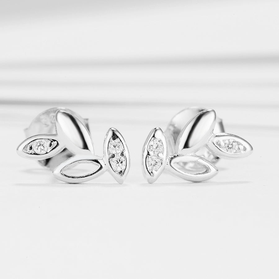 GE3105 925 Sterling Silver Leaf  Women Earring