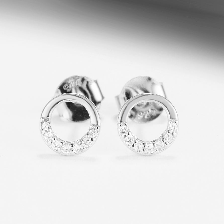 GE3107 925 Sterling Silver Hollow Circle Stud Earring